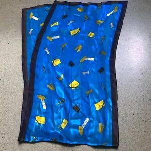 Andy WARHOL Blue Long Silk Scarf Women's Fashion Pop Art Print 70”x 20”